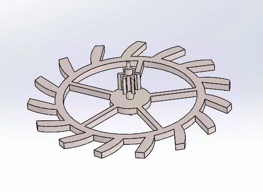 Escape wheel and pinion.