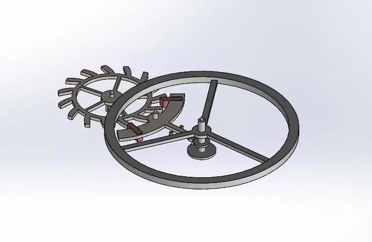 The Swiss lever escapement and the balance as modelled.